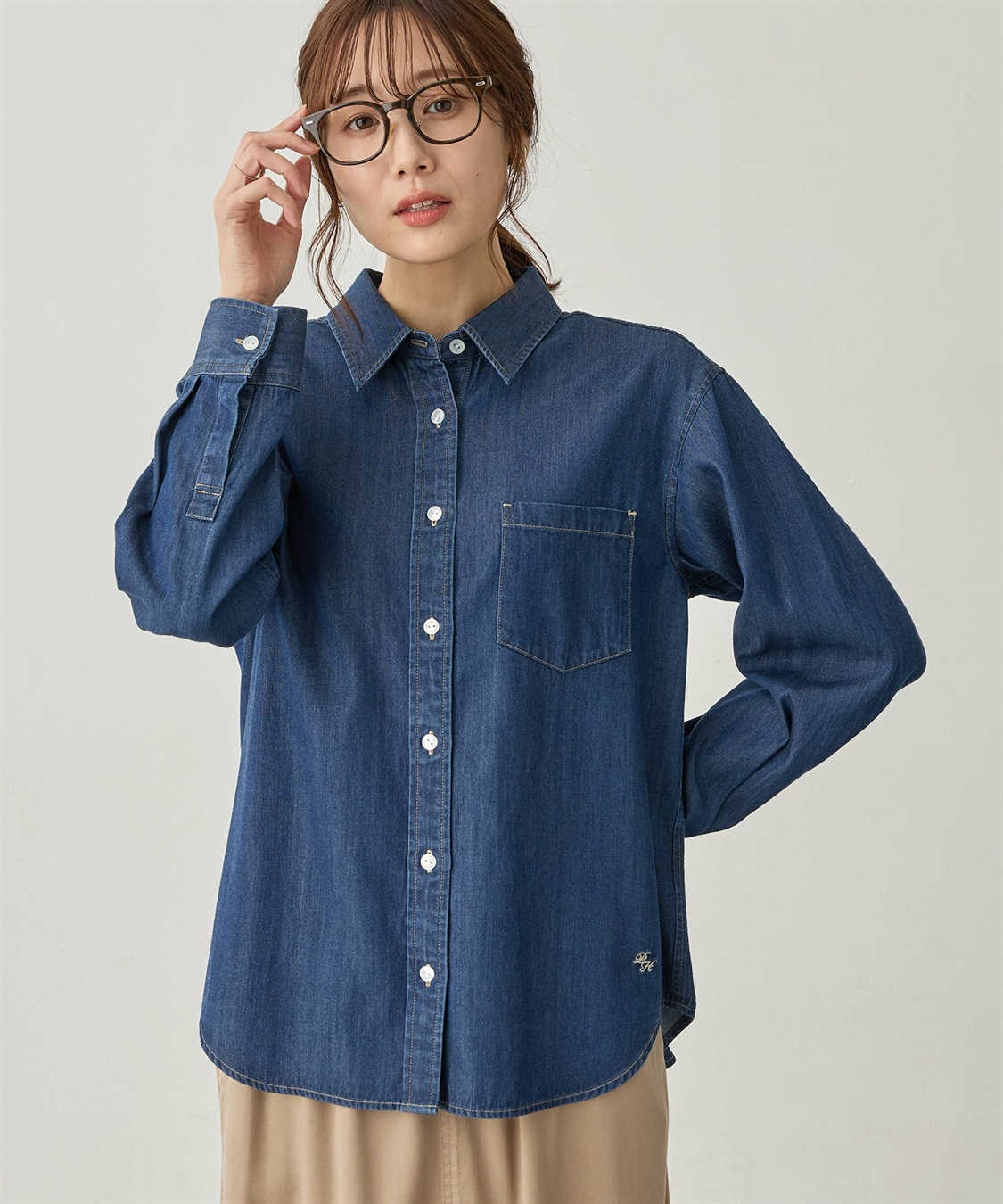 Petit Honfleur 襟付きデニムシャツ_sub_8