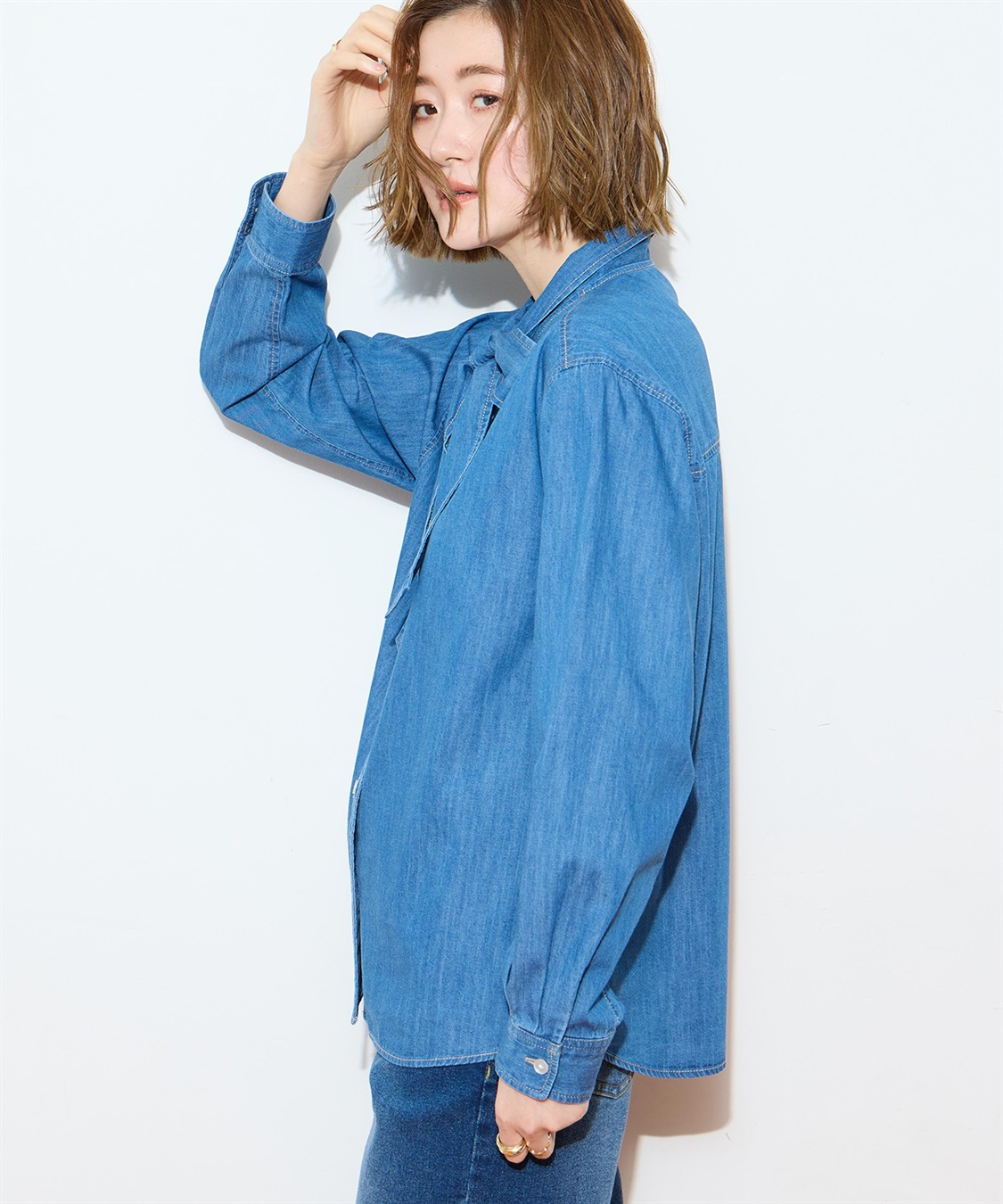 Petit Honfleur デニムボウタイブラウス_sub_6