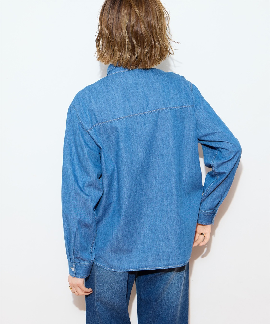 THIRD MAGAGINE デニムボウタイブラウス THIRD MAGAZINE デニムボウ