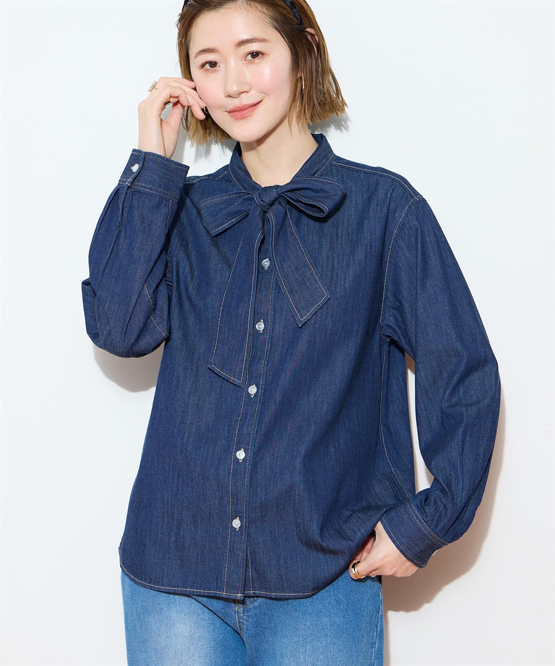 Petit Honfleur デニムボウタイブラウス_sub_16