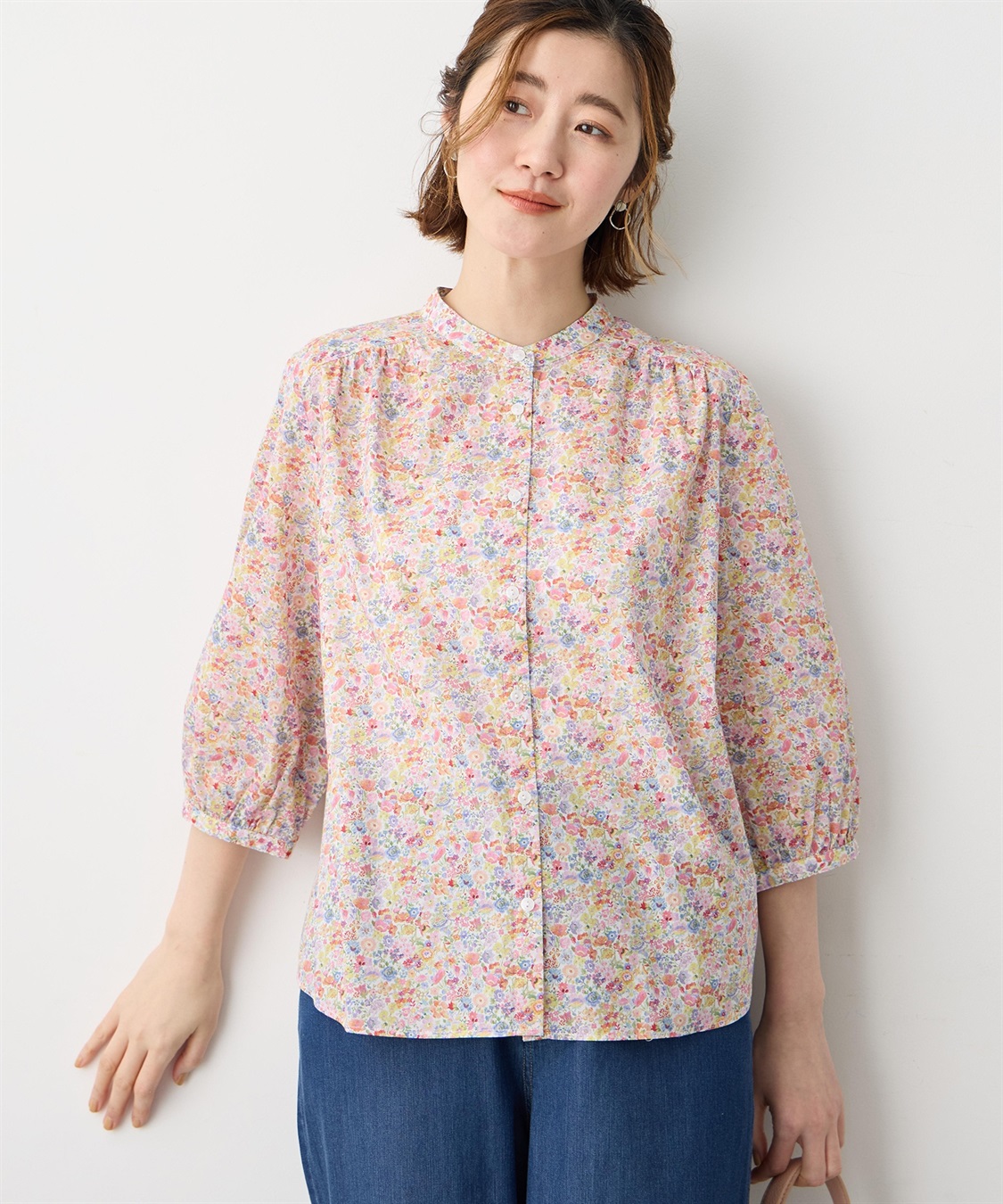 Petit Honfleur 【Liberty】リバティプリントスタンドカラーシャツ_sub_3