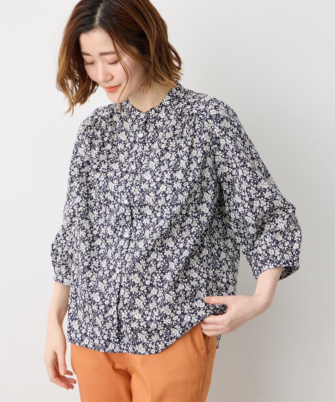 Petit Honfleur 【Liberty】リバティプリントスタンドカラーシャツ_sub_6