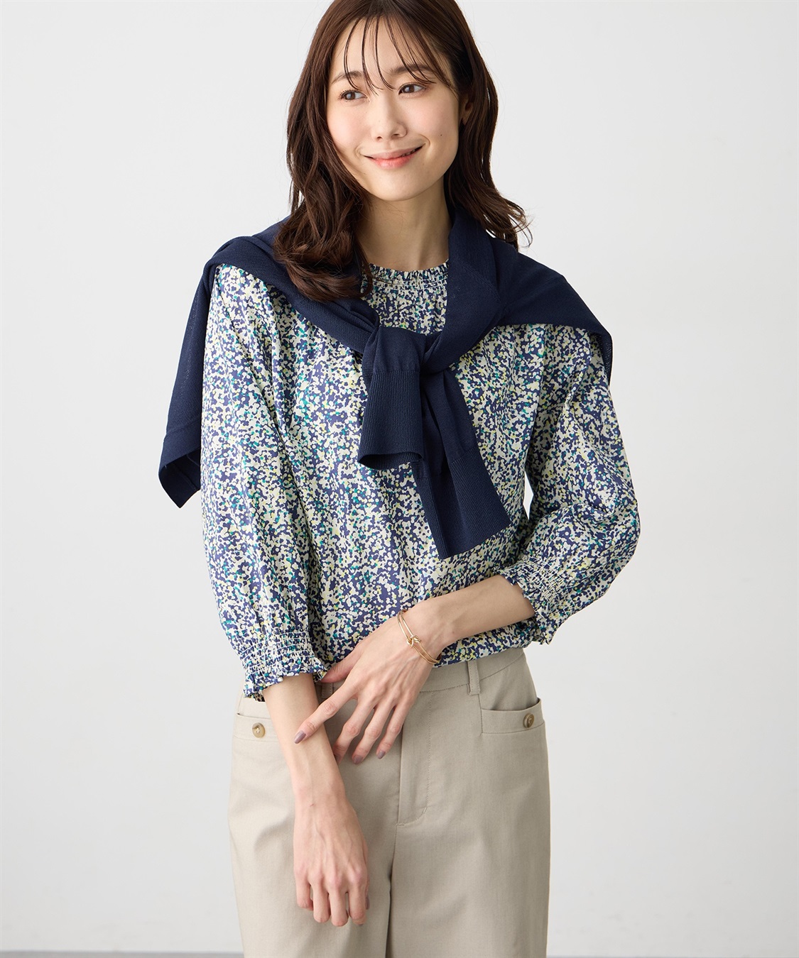 Petit Honfleur 【Liberty】リバティプリント衿フリルブラウス_sub_1