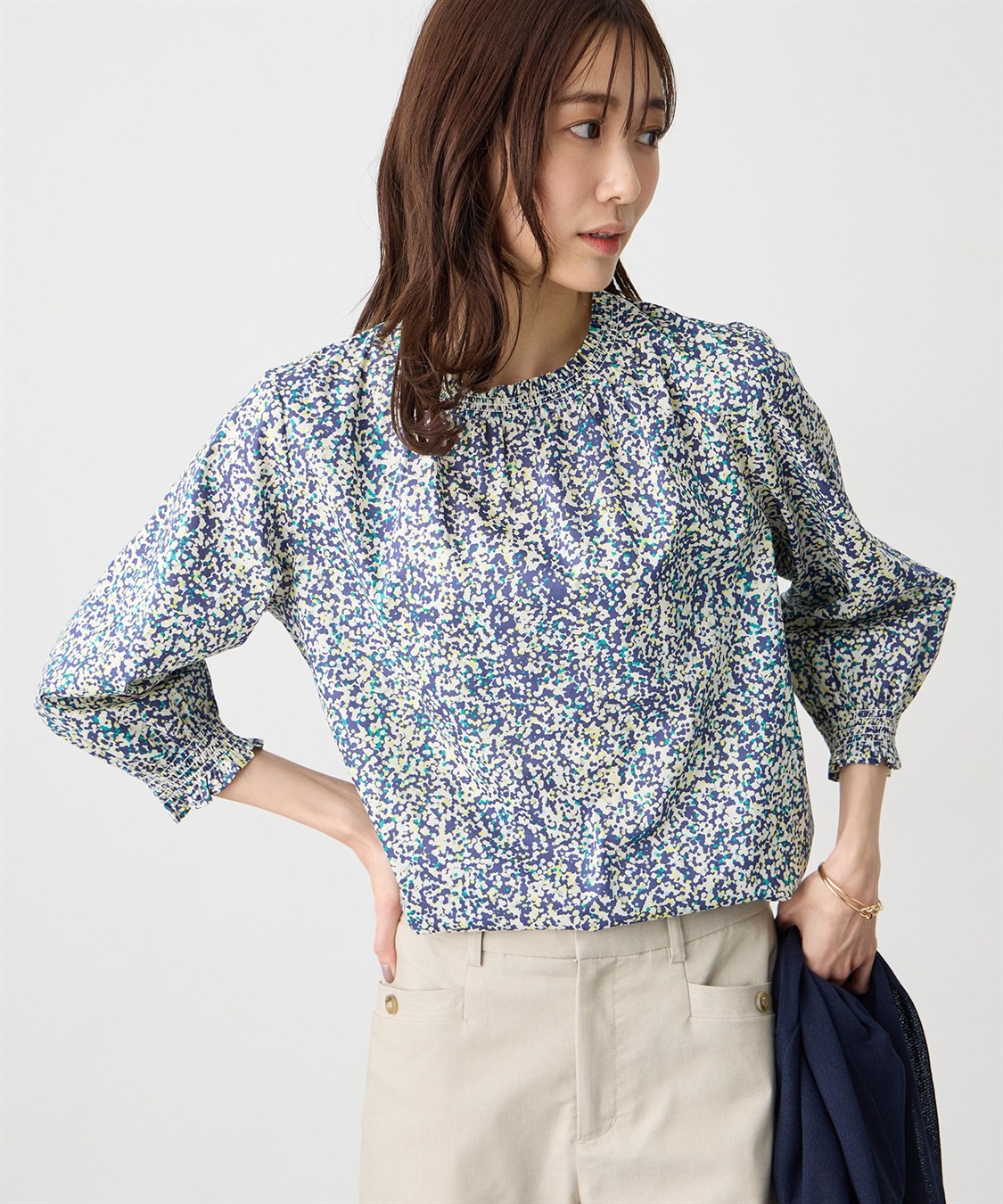 Petit Honfleur 【Liberty】リバティプリント衿フリルブラウス_sub_2
