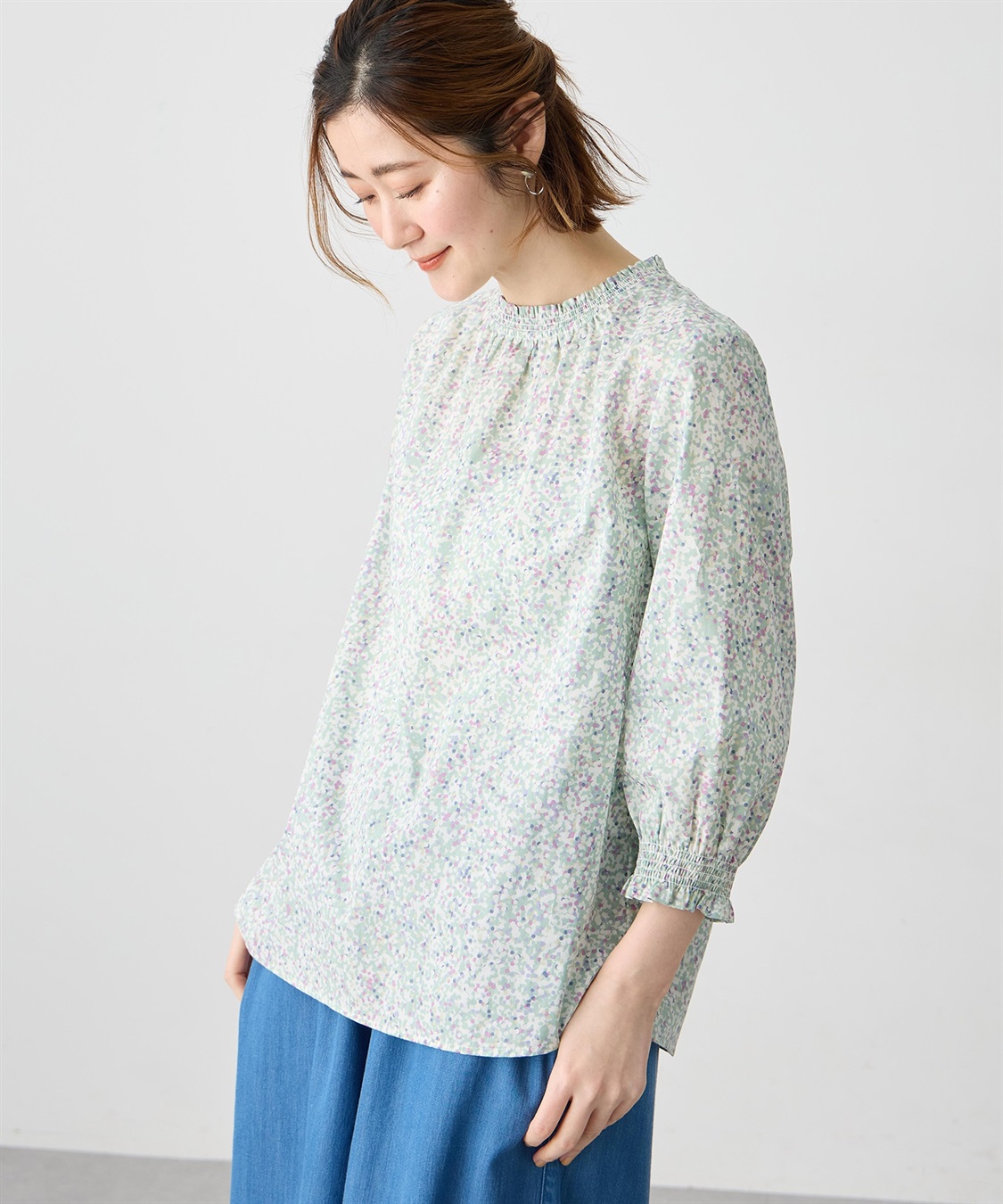 Petit Honfleur 【Liberty】リバティプリント衿フリルブラウス_sub_7