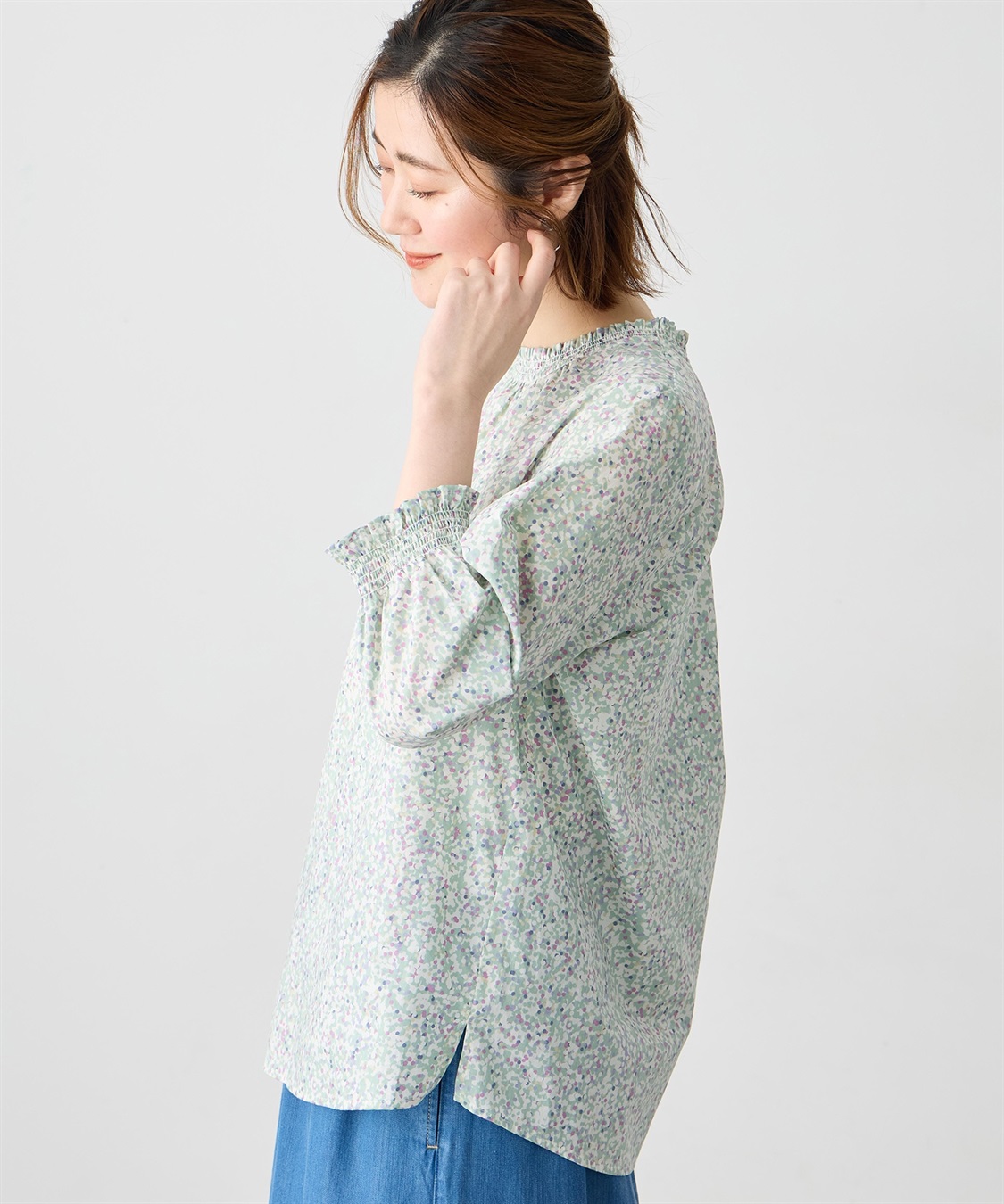 Petit Honfleur 【Liberty】リバティプリント衿フリルブラウス_sub_8