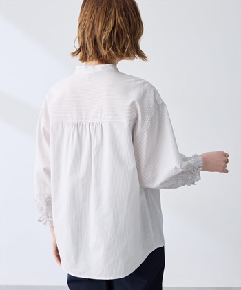 Petit Honfleur ストライプ袖刺しゅうブラウス_subthumb_4