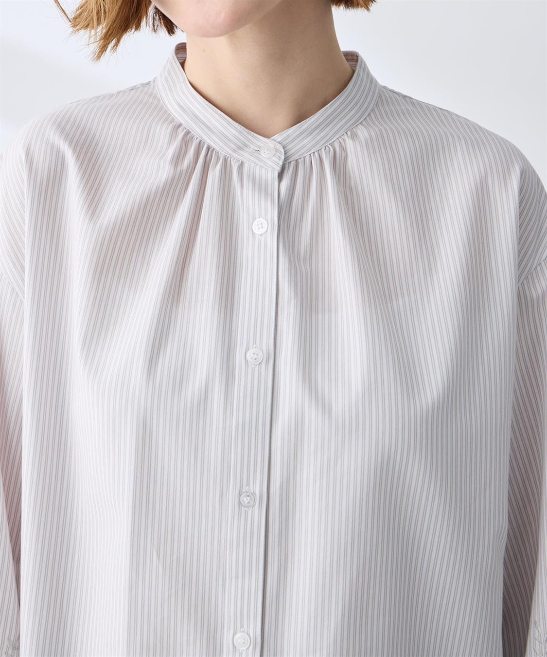 Petit Honfleur ストライプ袖刺しゅうブラウス_sub_9