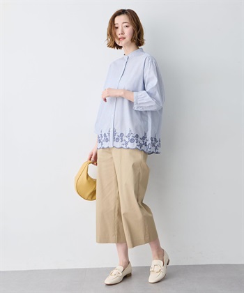 Petit Honfleur ストライプスカラップ刺しゅうブラウス_subthumb_7