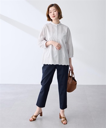 Petit Honfleur ストライプスカラップ刺しゅうブラウス_subthumb_9