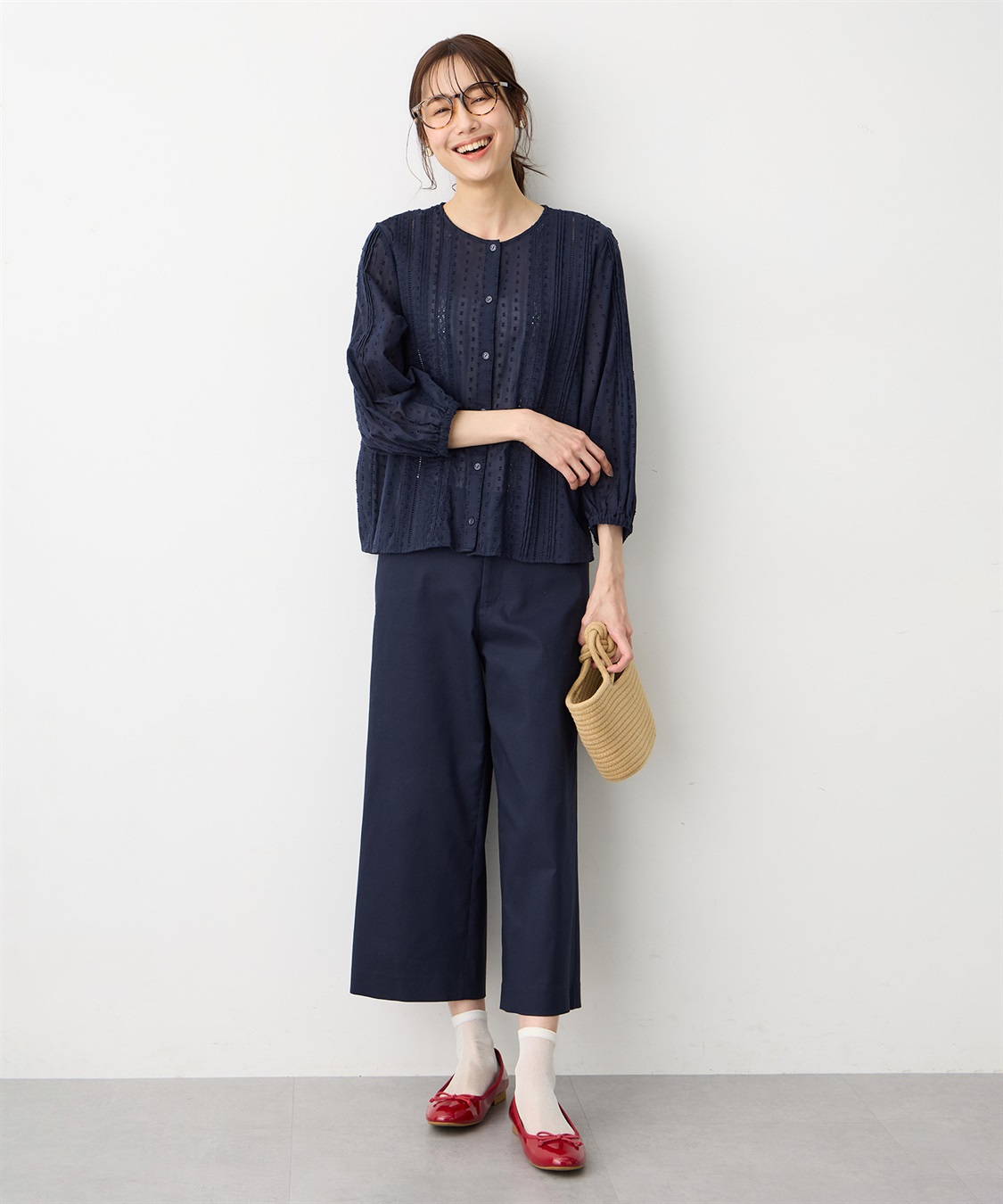 Petit Honfleur レースジャガードブラウス_sub_5