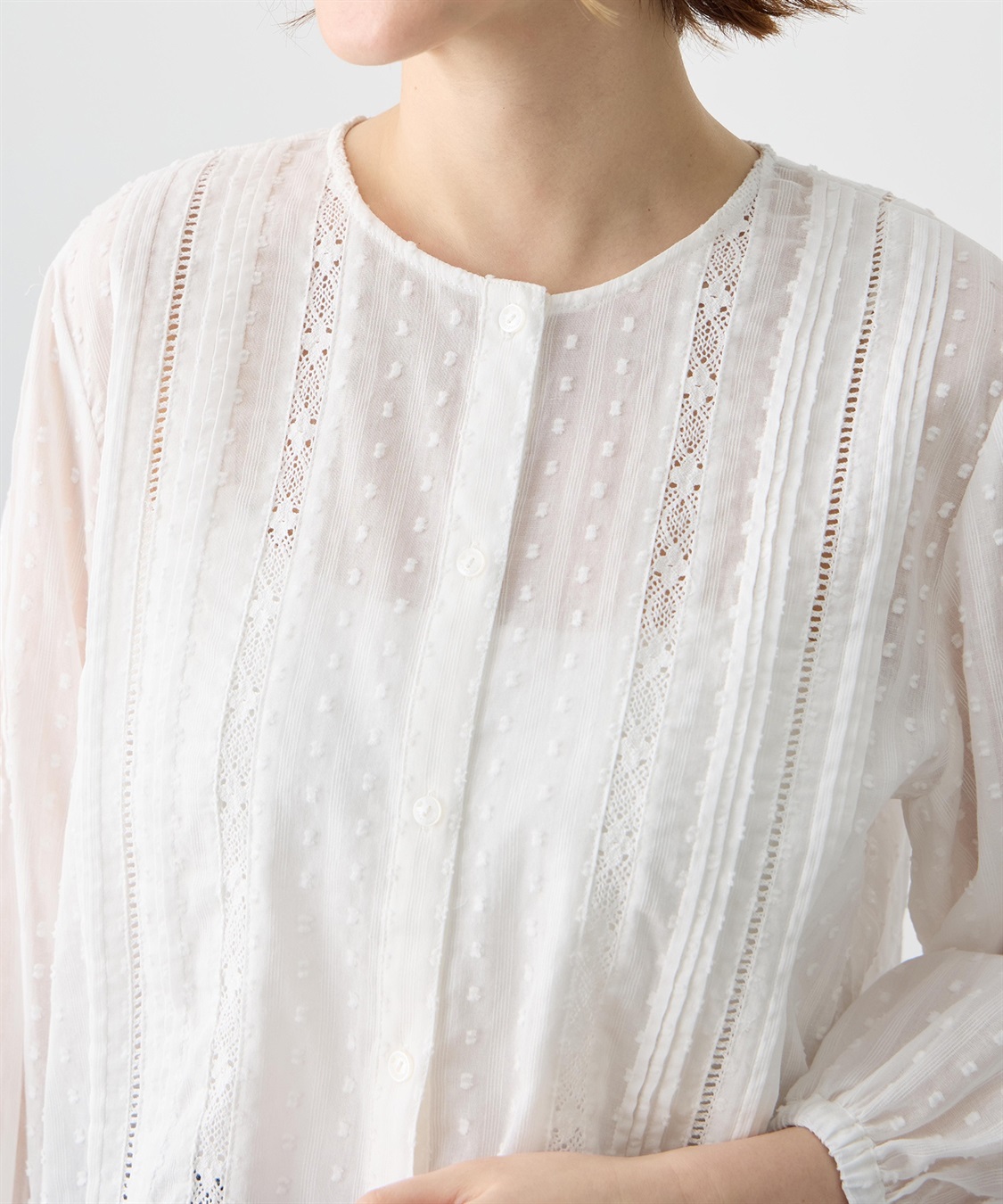 Petit Honfleur レースジャガードブラウス_sub_9