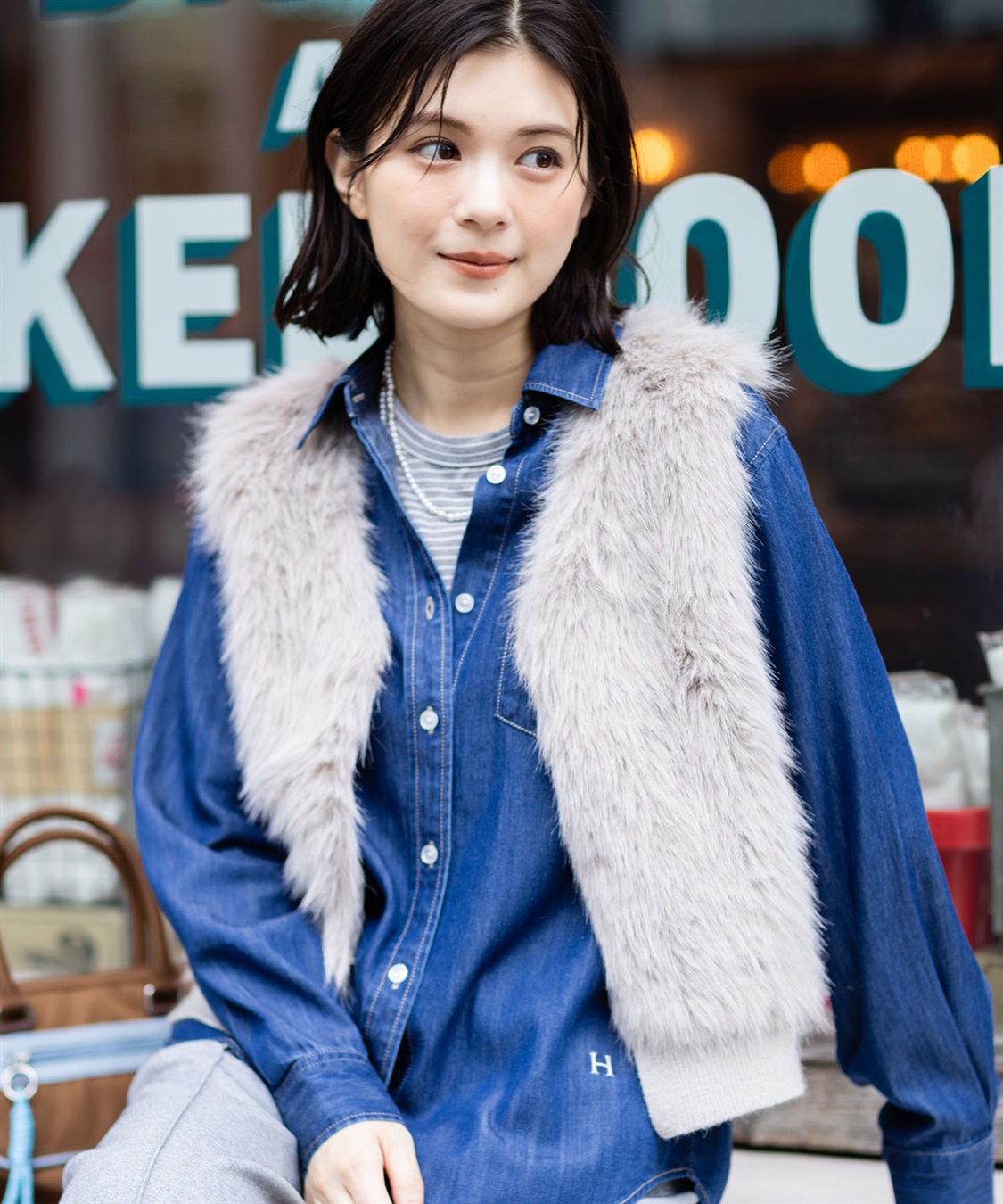 Petit Honfleur レギュラーカラーデニムシャツ_sub_1