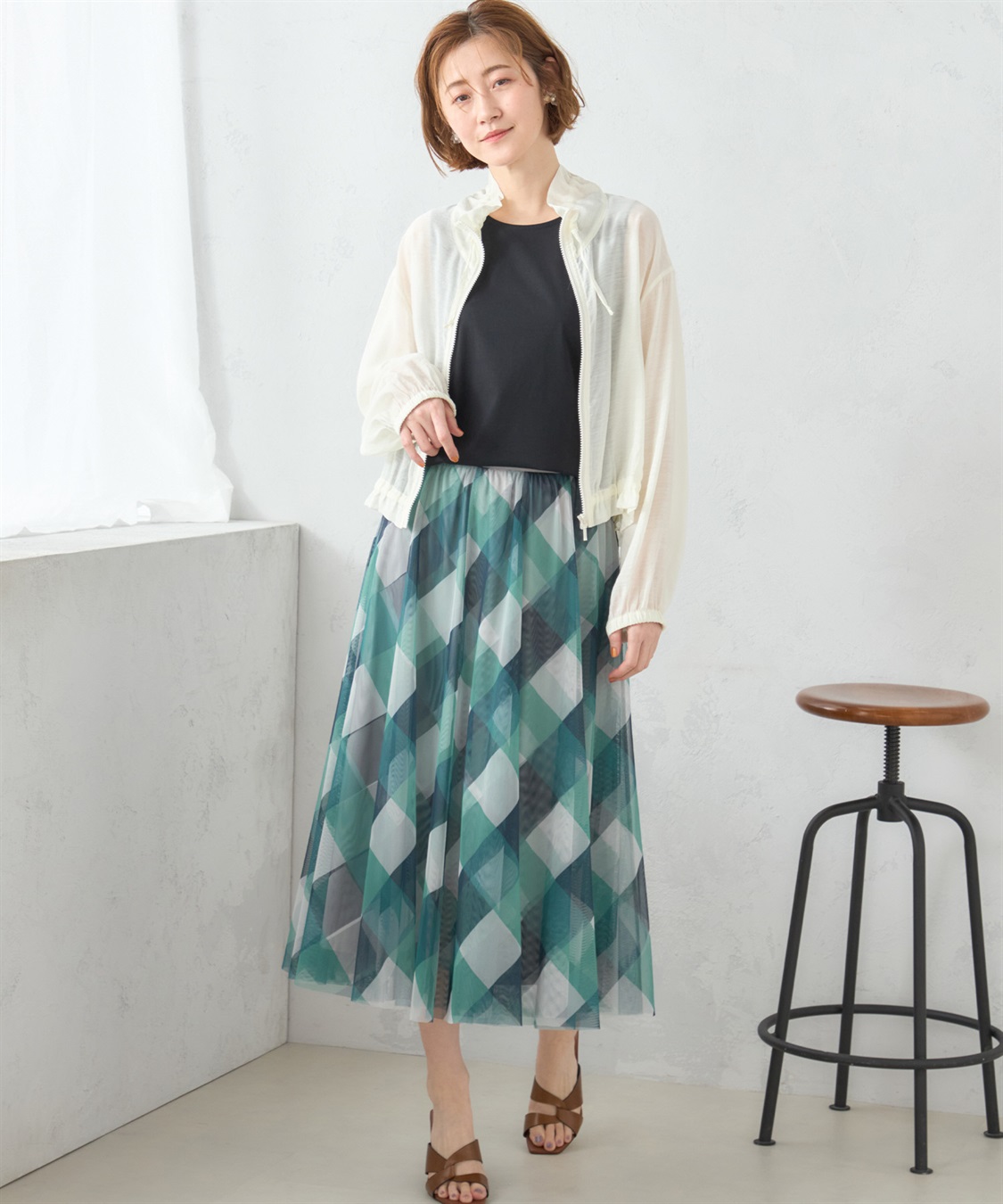 Petit Honfleur チェックチュールスカート_sub_9