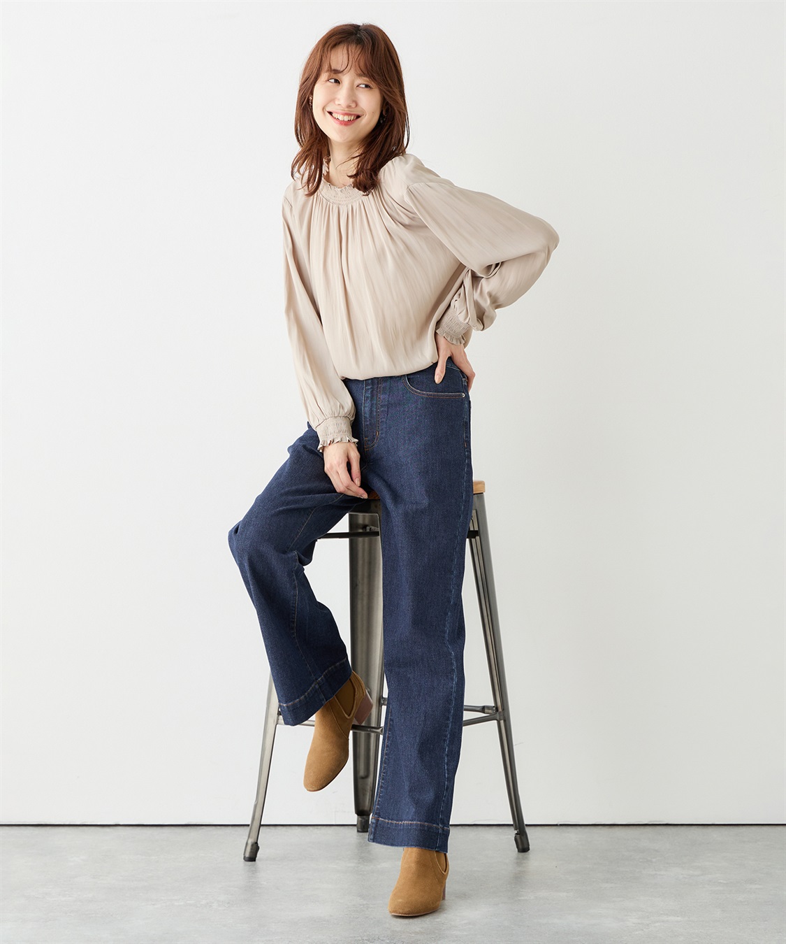 Petit Honfleur ラメ混バギーデニムパンツ_sub_12