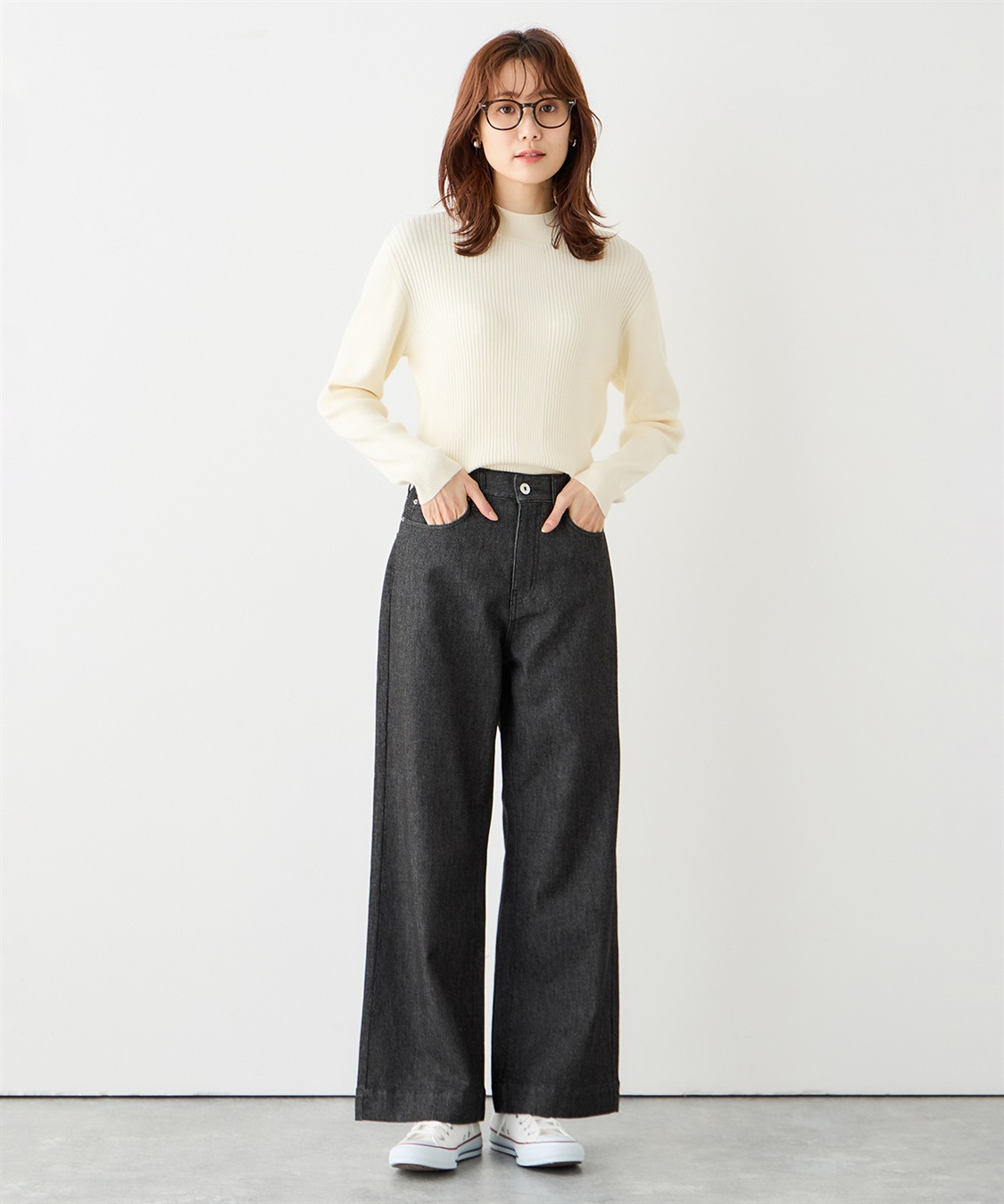 Petit Honfleur ラメ混バギーデニムパンツ_sub_15