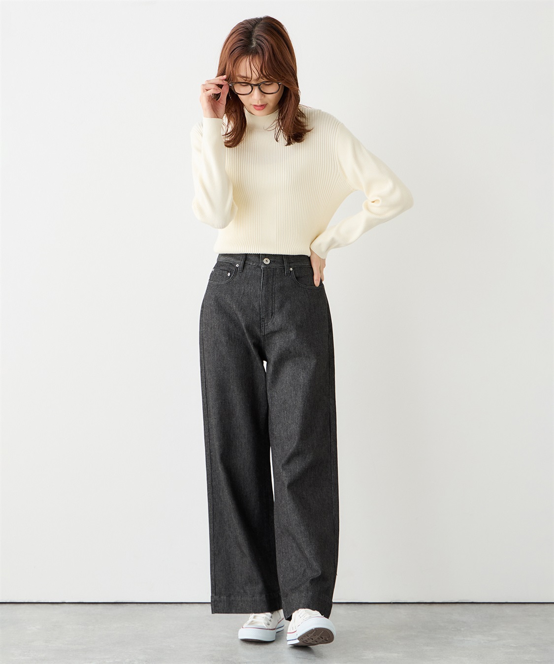 Petit Honfleur ラメ混バギーデニムパンツ_sub_16