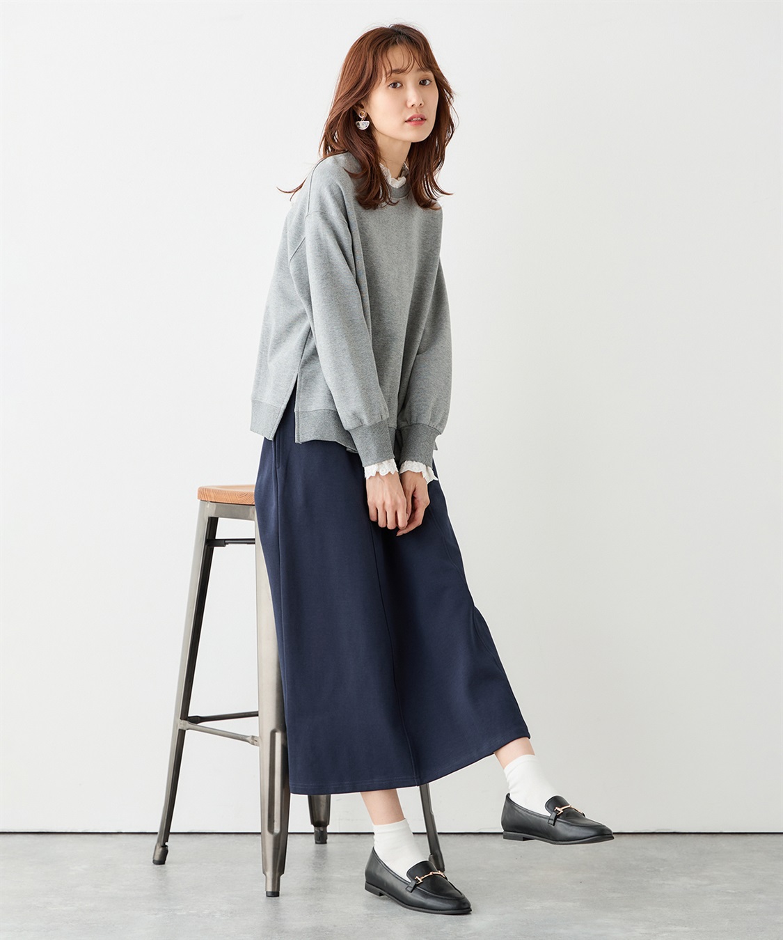フランスアンティーク　スカート生地 France Antique Cotton Hem Lace Long Skirt（アンティーク