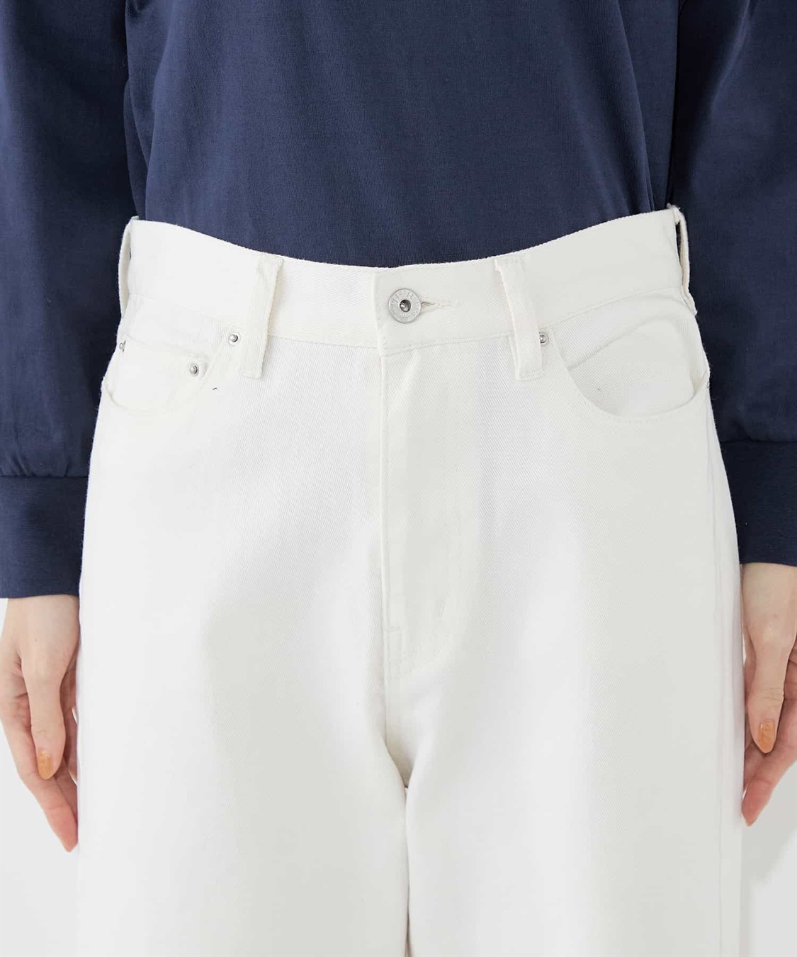 Petit Honfleur バギーホワイトデニムパンツ_sub_4