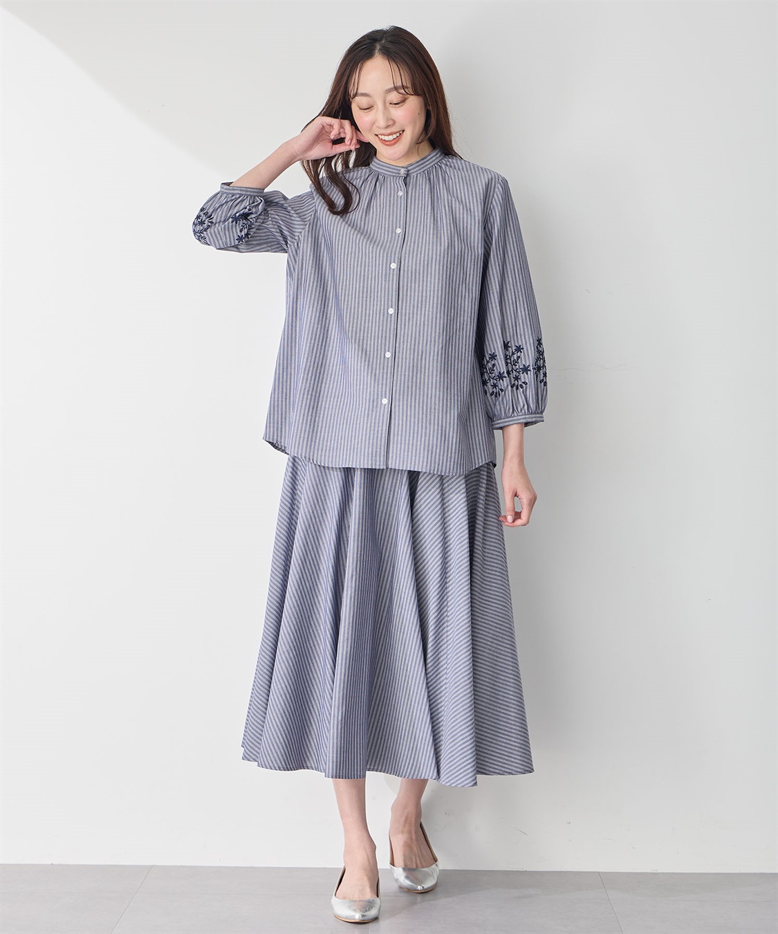 Petit Honfleur ストライプフレアスカート_sub_11