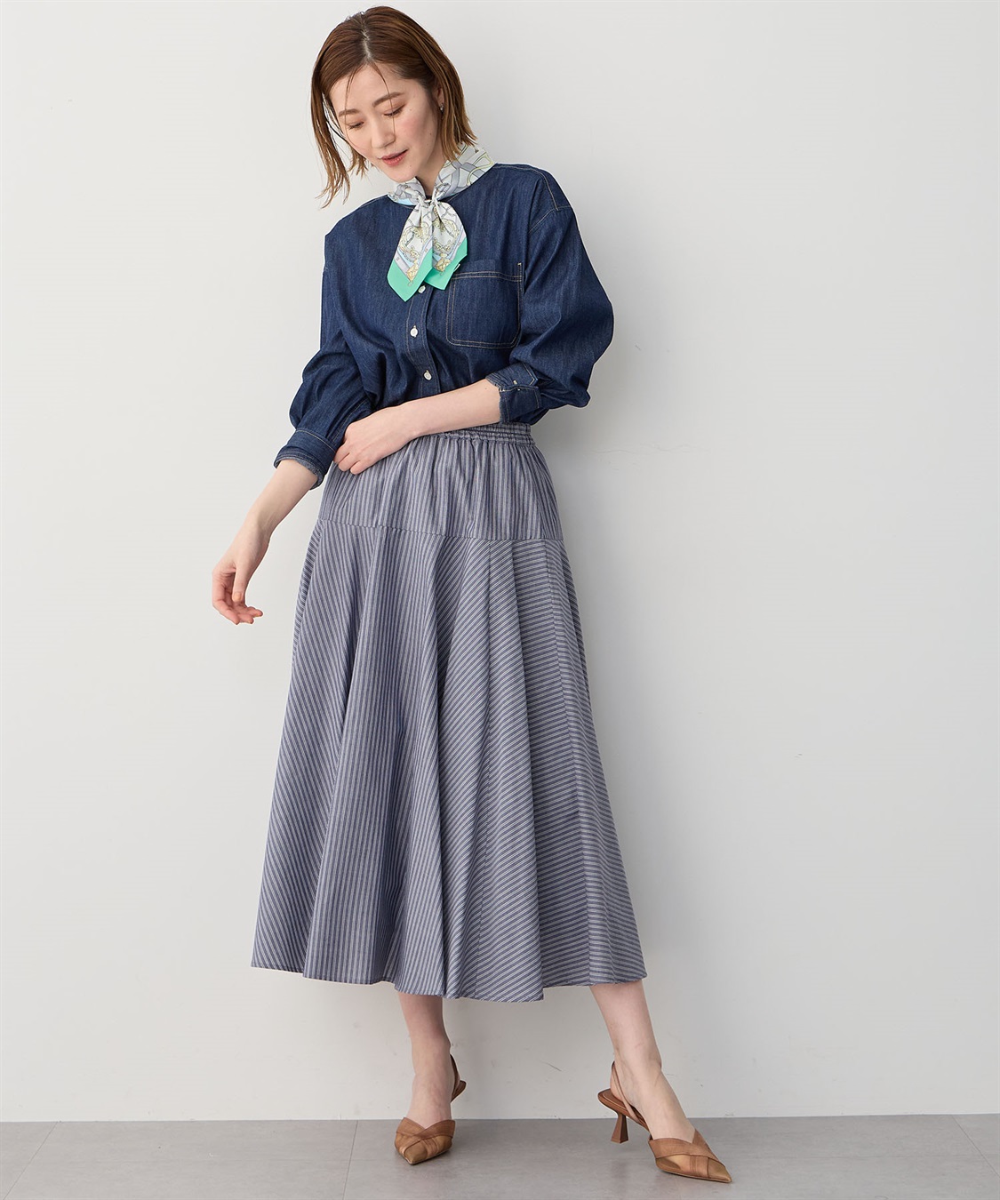 Petit Honfleur ストライプフレアスカート_sub_13