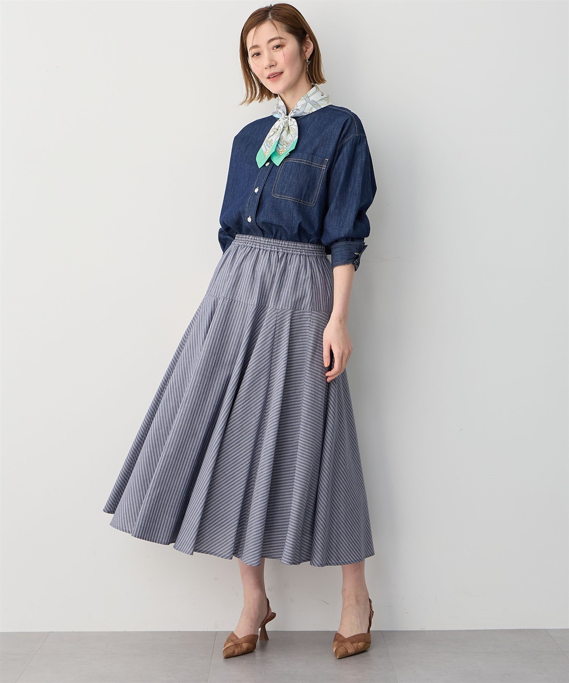 Petit Honfleur ストライプフレアスカート_sub_14