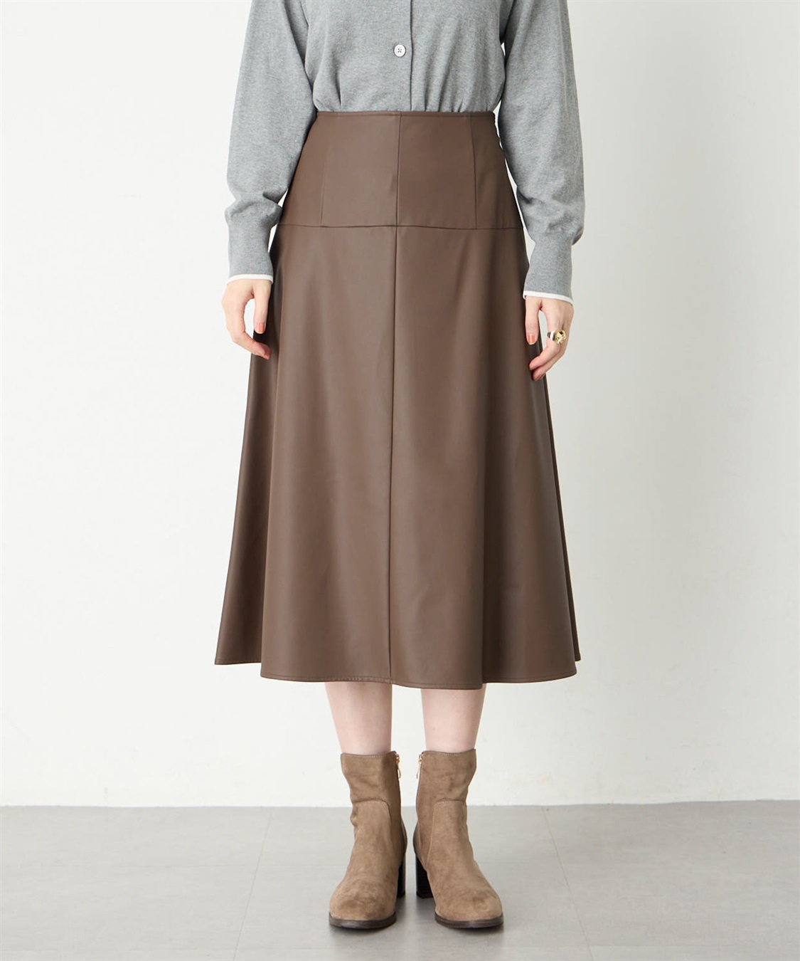 Petit Honfleur フェイクレザースカート_sub_1