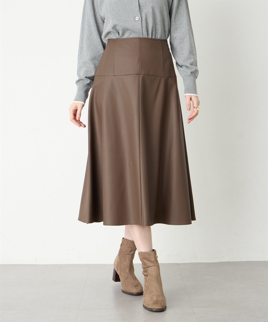 Petit Honfleur フェイクレザースカート_sub_2