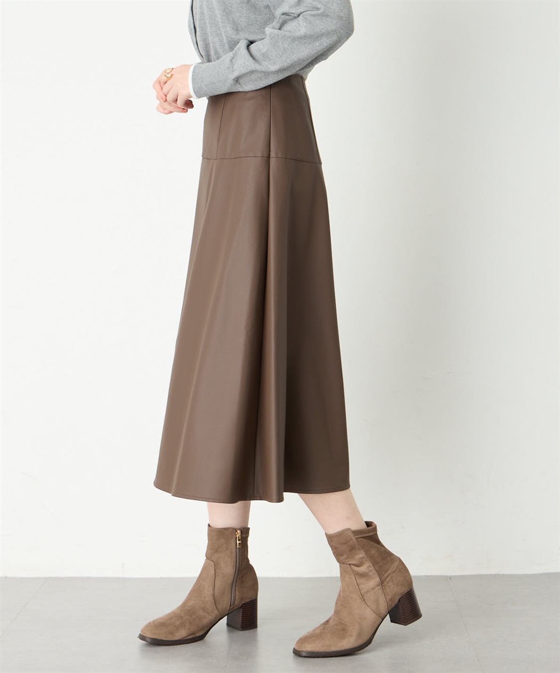 Petit Honfleur フェイクレザースカート_sub_4