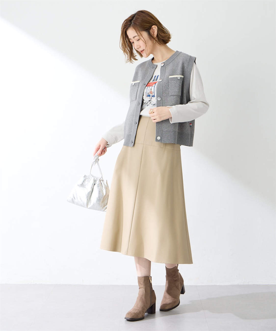 Petit Honfleur フェイクレザースカート_sub_10