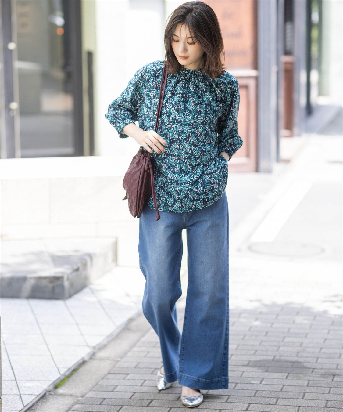 Petit Honfleur 【はっ水】ストレッチバギーデニムパンツ_sub_8