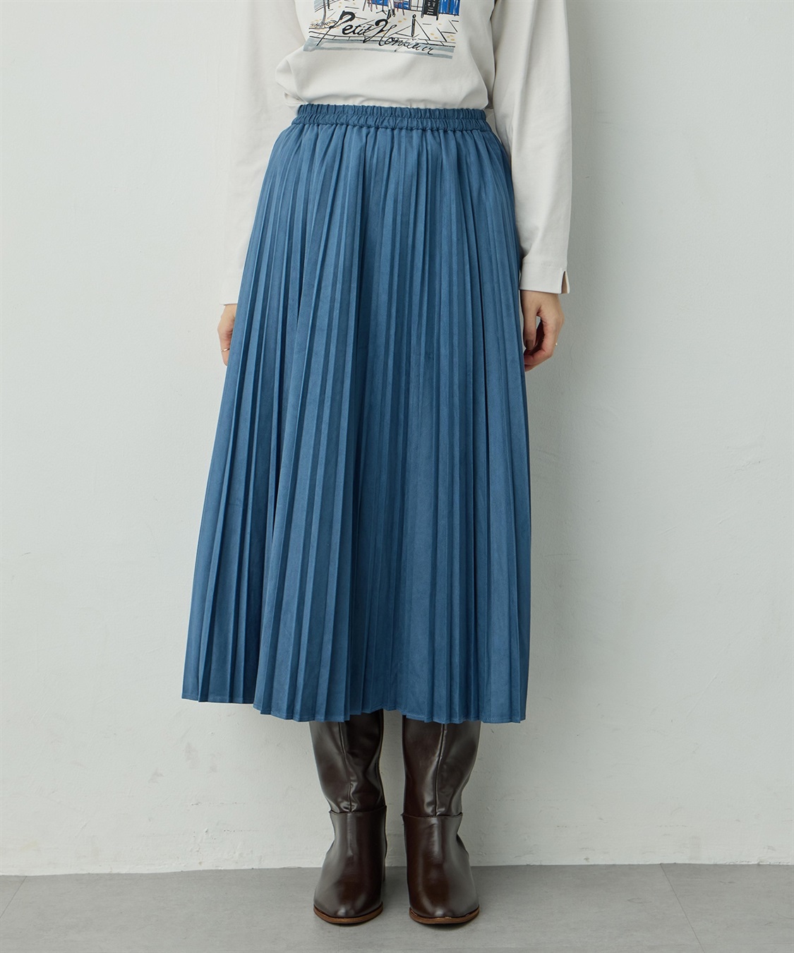Petit Honfleur スエードプリーツスカート_sub_1