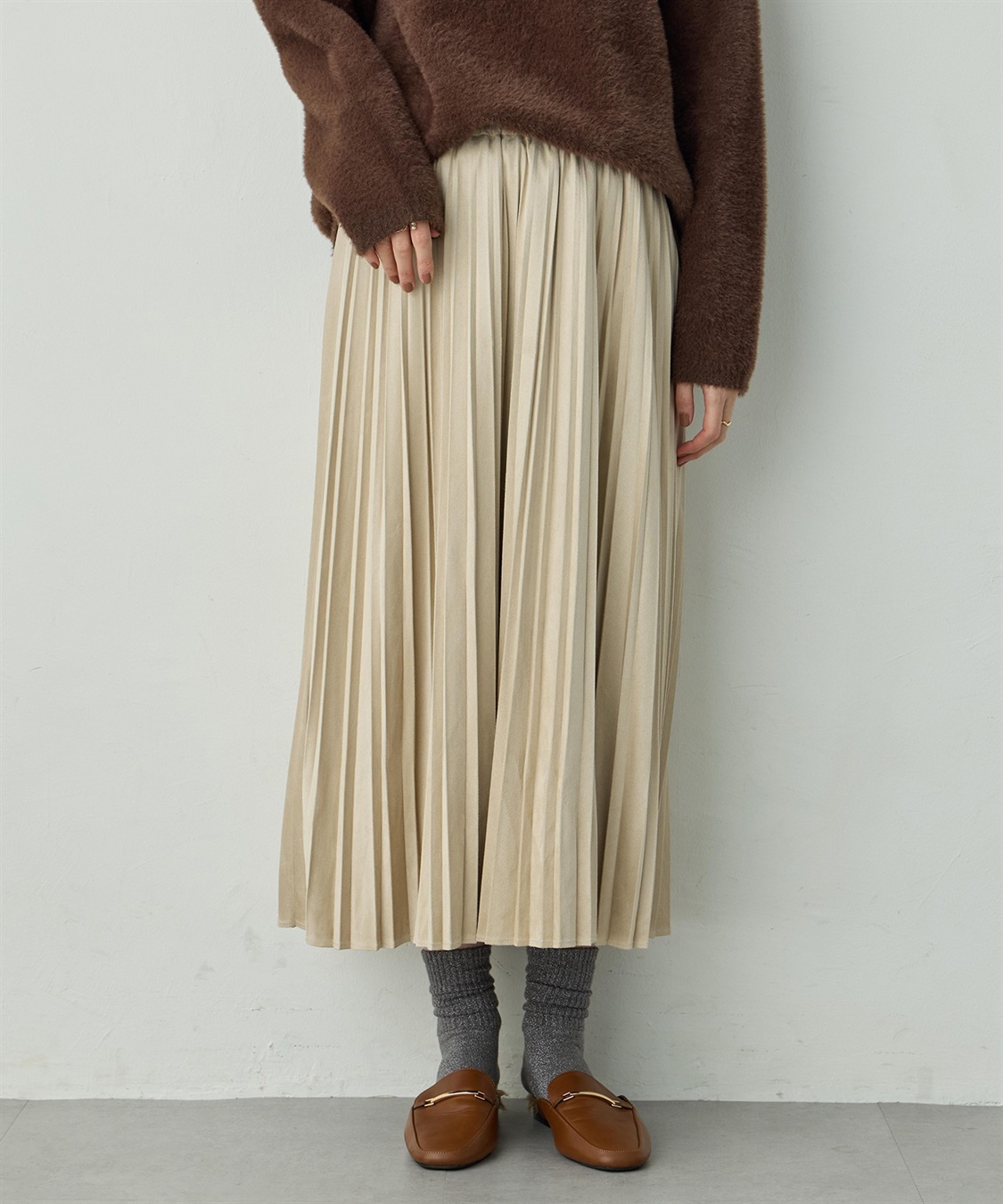 Petit Honfleur スエードプリーツスカート_sub_4
