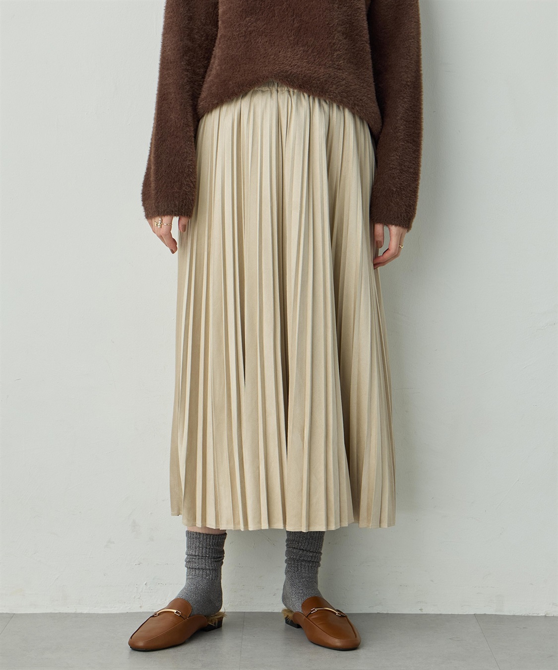 Petit Honfleur スエードプリーツスカート_sub_5