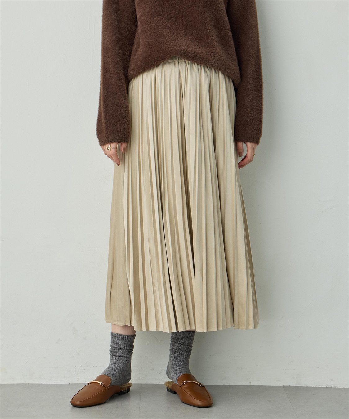 Petit Honfleur スエードプリーツスカート_sub_6