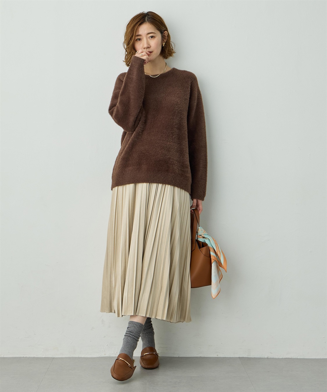 Petit Honfleur スエードプリーツスカート_sub_9