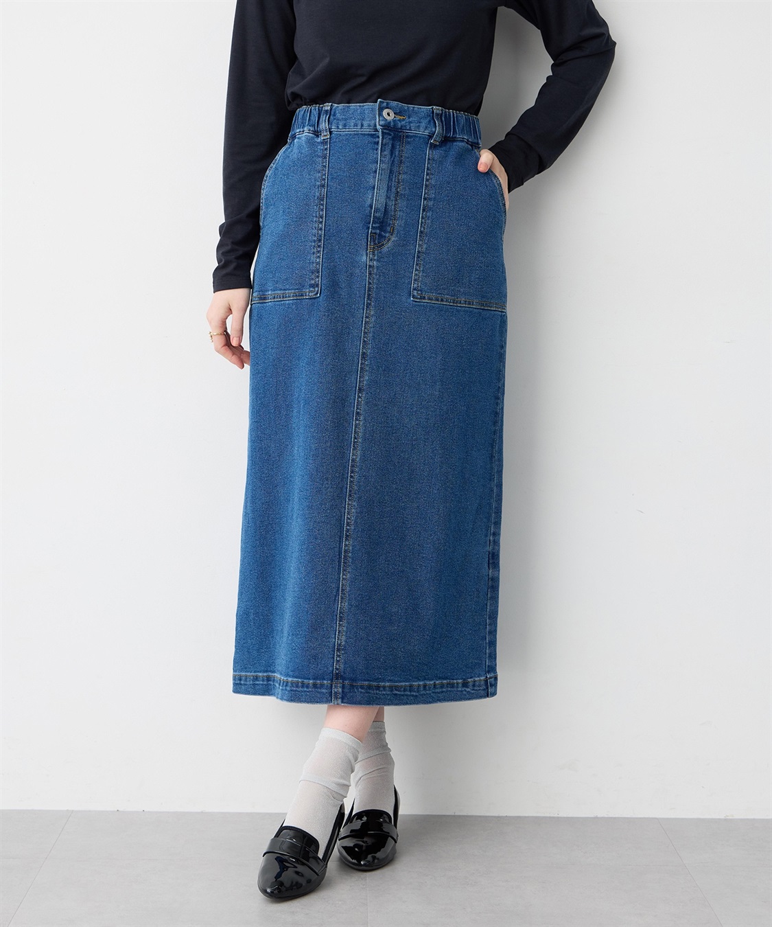 Petit Honfleur ストレッチデニムロングスカート【はっ水】_sub_1