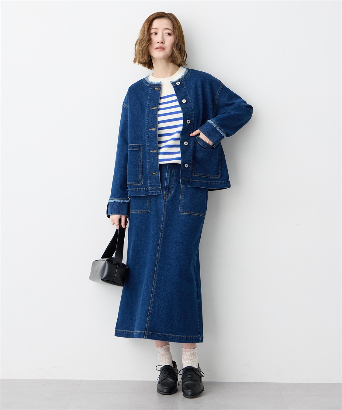 Petit Honfleur ストレッチデニムロングスカート【はっ水】_sub_8