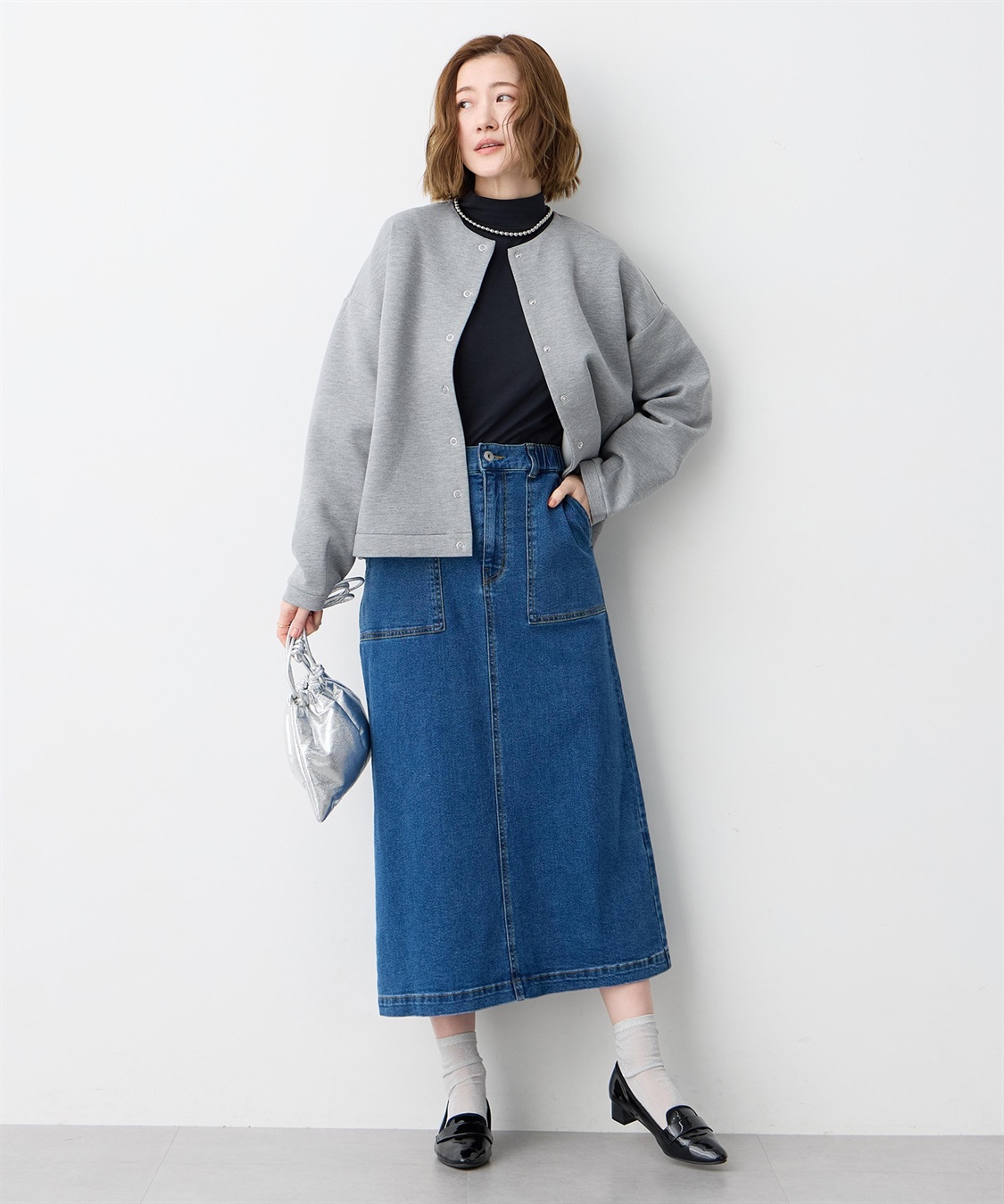 Petit Honfleur ストレッチデニムロングスカート【はっ水】_sub_16