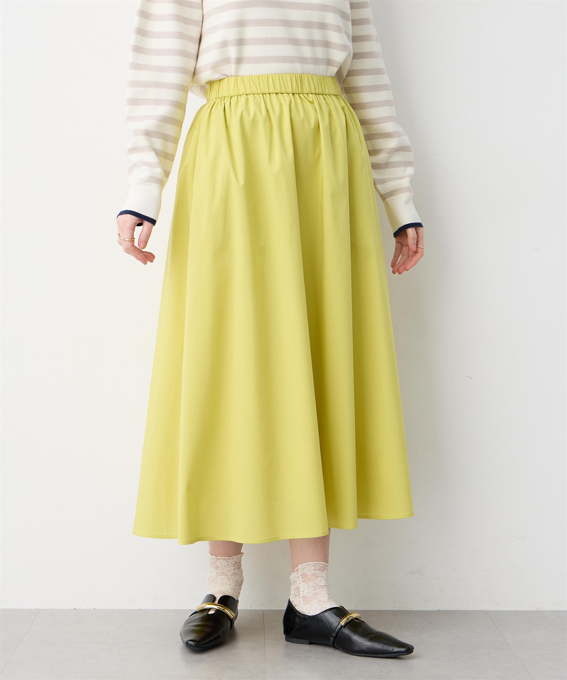 Petit Honfleur ギャザーフレアロングスカート【シワになりにくい】_sub_2