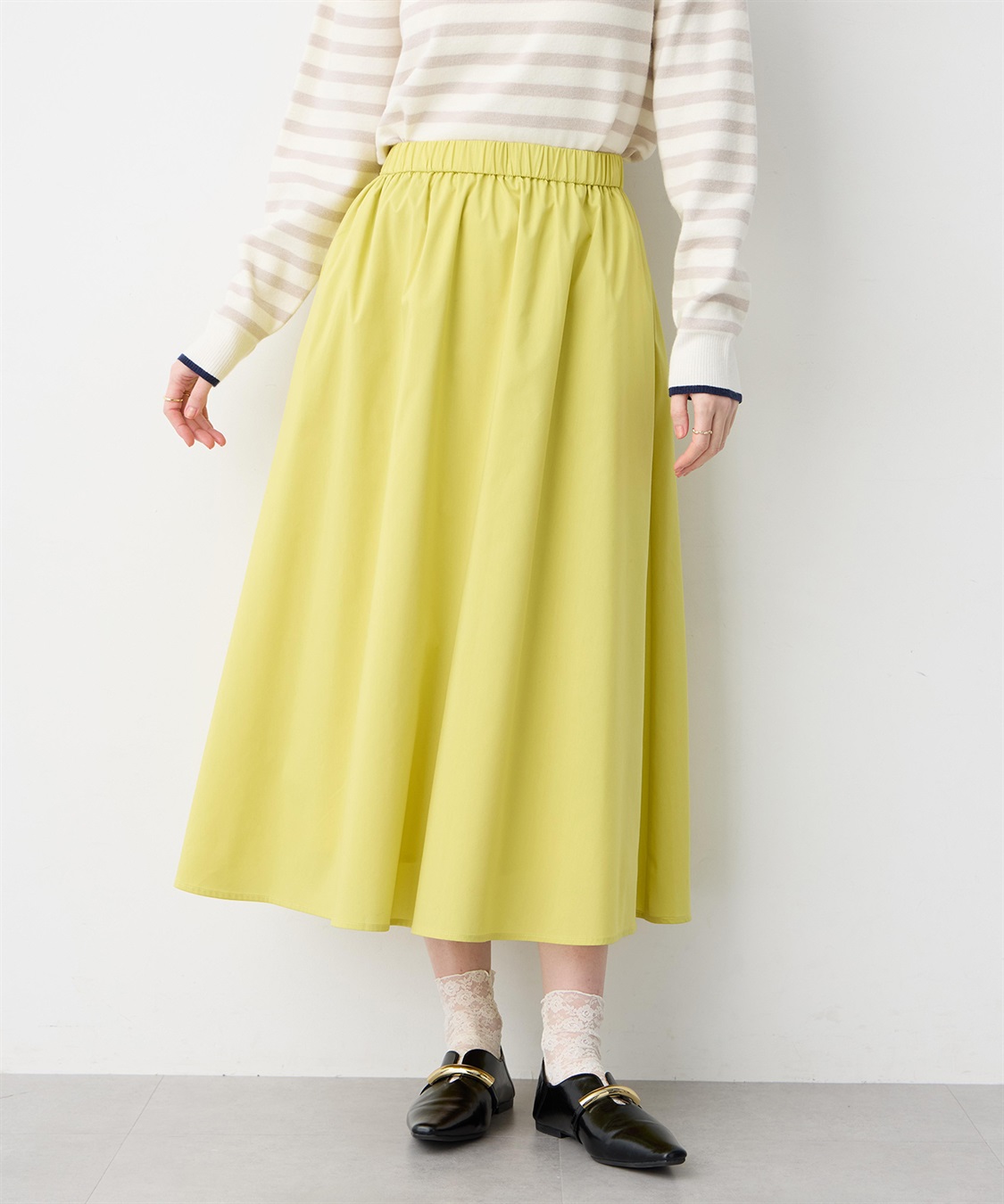 Petit Honfleur ギャザーフレアロングスカート【シワになりにくい】_sub_3
