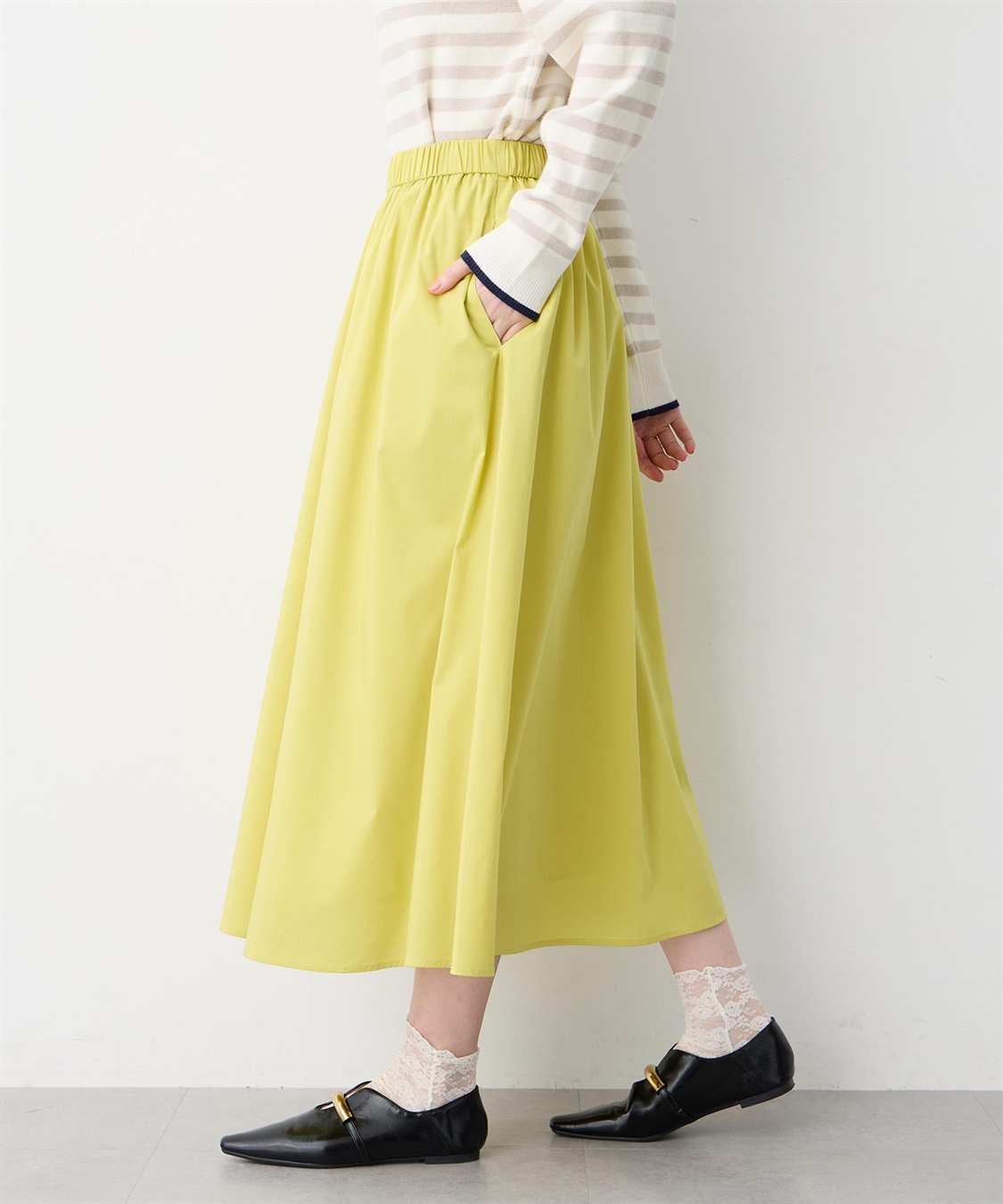 Petit Honfleur ギャザーフレアロングスカート【シワになりにくい】_sub_4