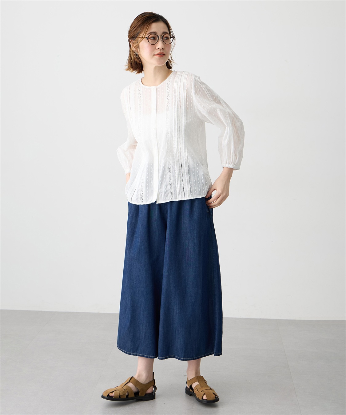 Petit Honfleur デニムワイドPTガウチョパンツ【すご楽】_sub_4