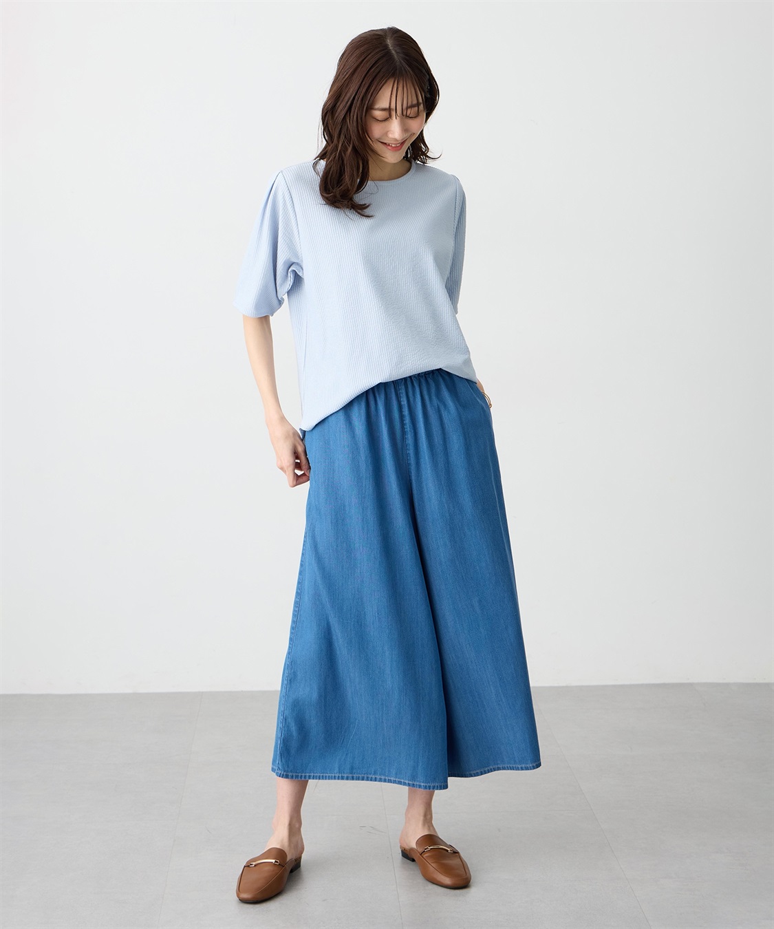 Petit Honfleur デニムワイドPTガウチョパンツ【すご楽】_sub_6