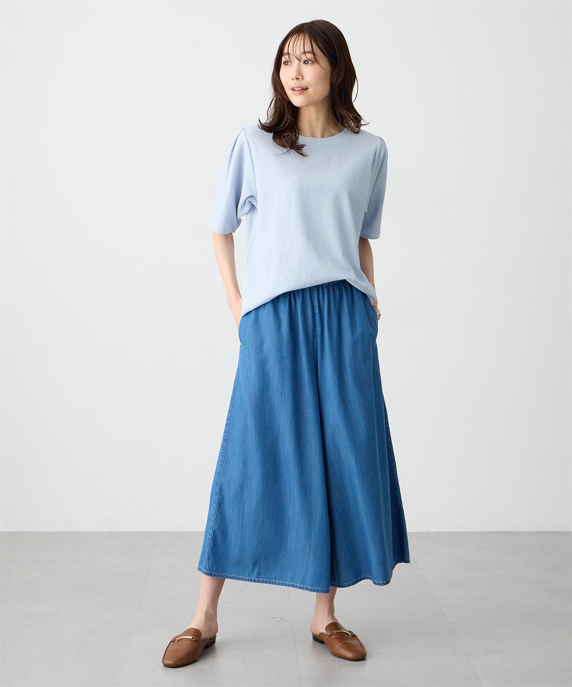 Petit Honfleur デニムワイドPTガウチョパンツ【すご楽】_sub_8