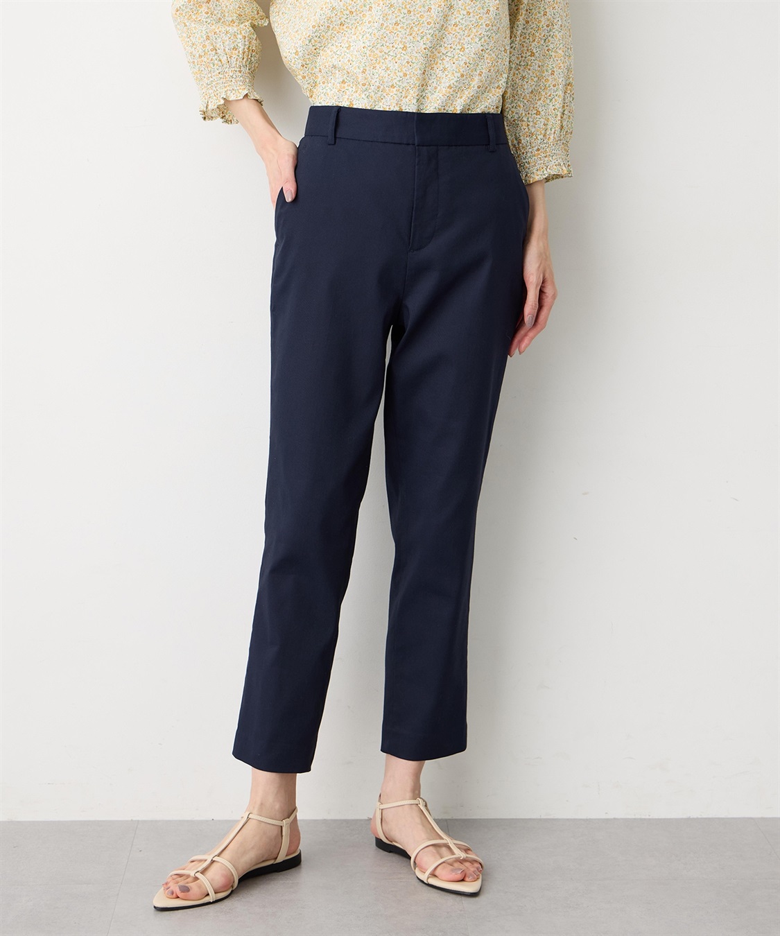 Petit Honfleur 【すご楽シリーズ】バーズアイストレッチテーパードパンツ【後ろウエストゴム】_sub_1