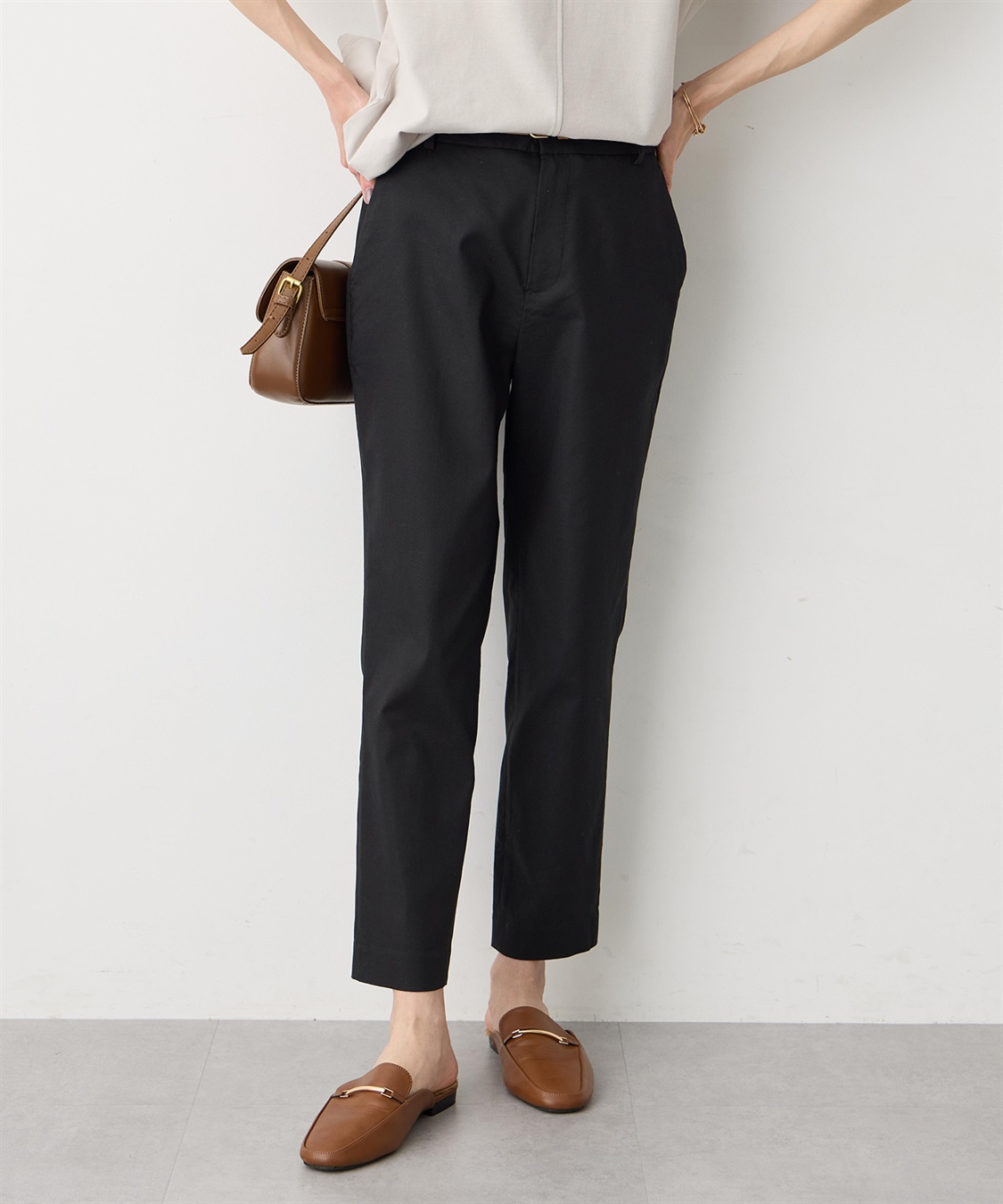 Petit Honfleur 【すご楽シリーズ】バーズアイストレッチテーパードパンツ【後ろウエストゴム】_sub_2