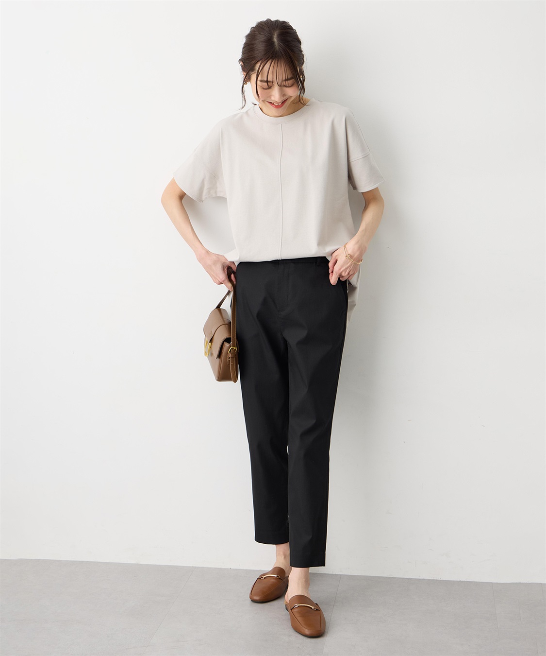 Petit Honfleur 【すご楽シリーズ】バーズアイストレッチテーパードパンツ【後ろウエストゴム】_sub_6