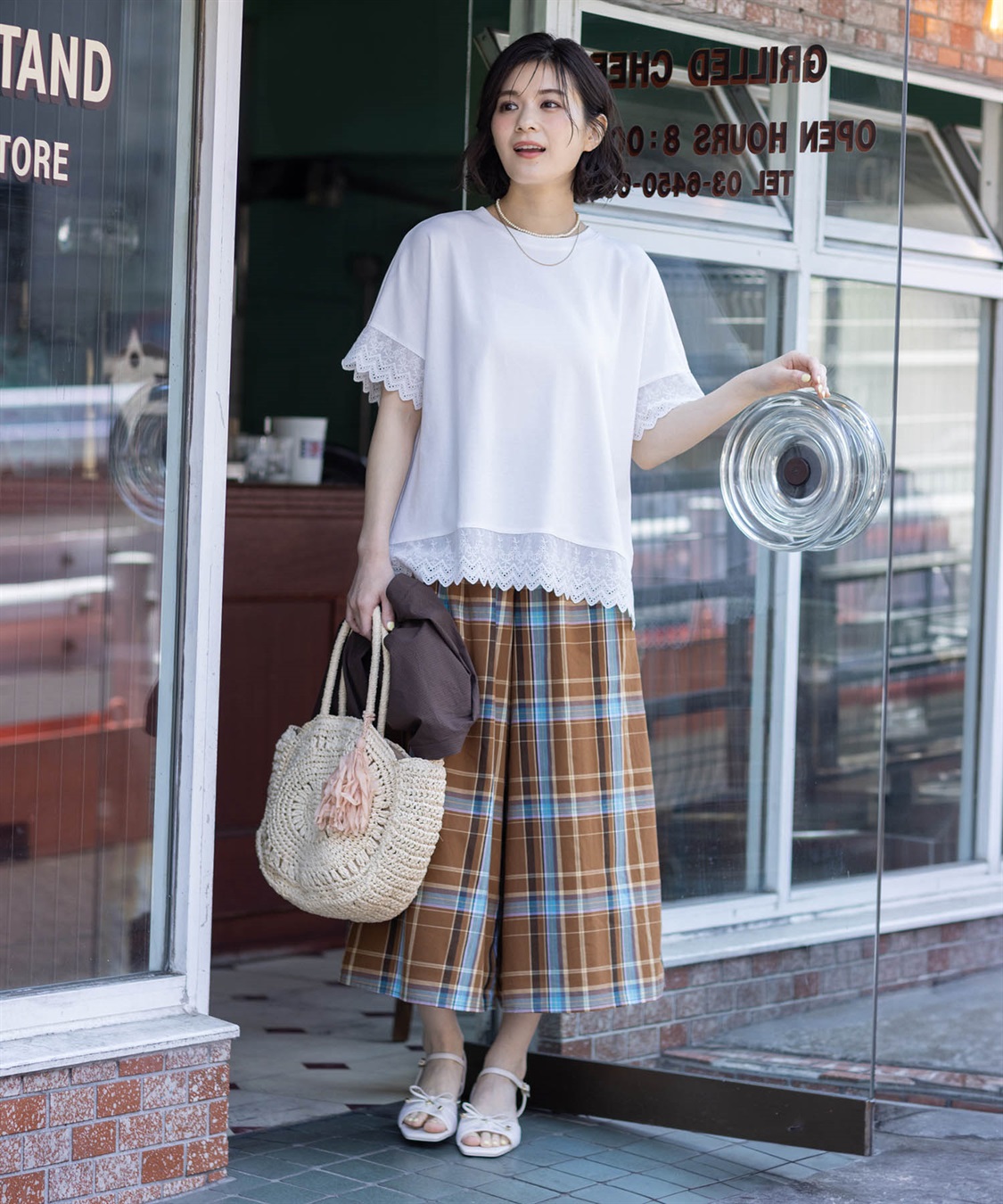 すご楽シリーズ】チェックワイドパンツ【ウエストゴム】 Petit
