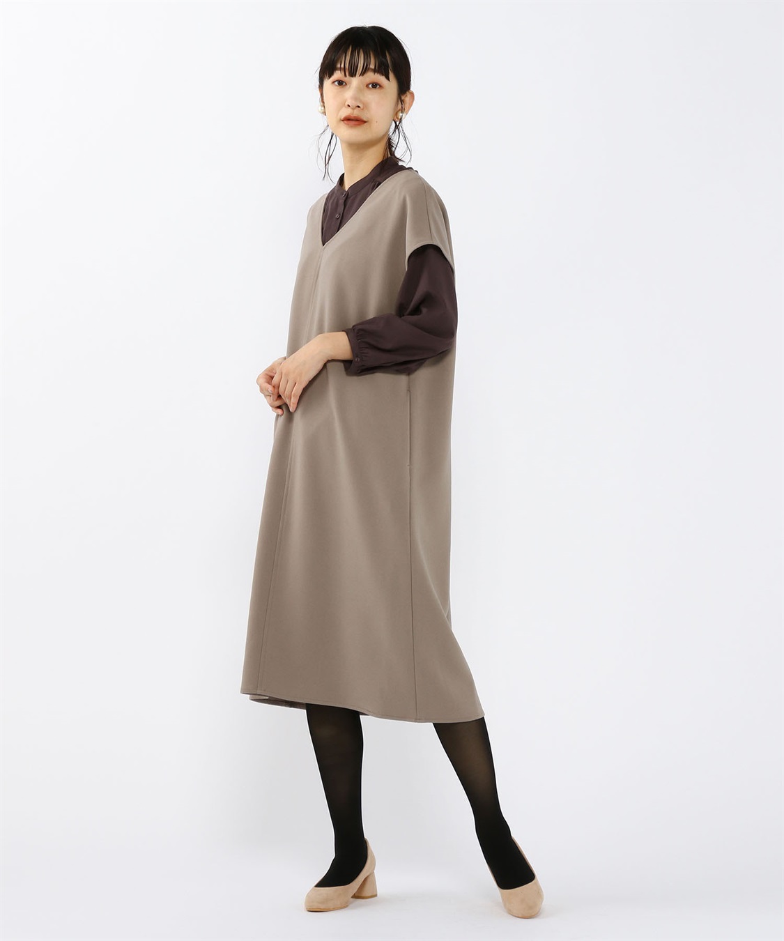 Petit Honfleur 二重織Vネックジャンパースカート_sub_8